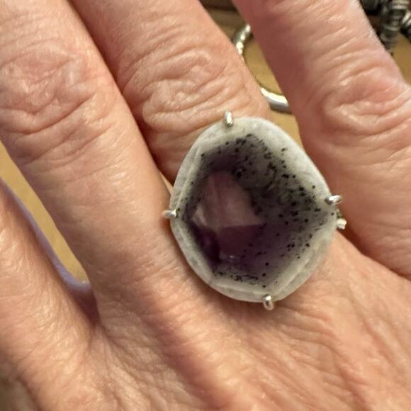 Artisan Purple Amethyst Tripache Stone Ring 925 Sterling Silver 7 3/4 Size 7.75 - Picture 6 of 14